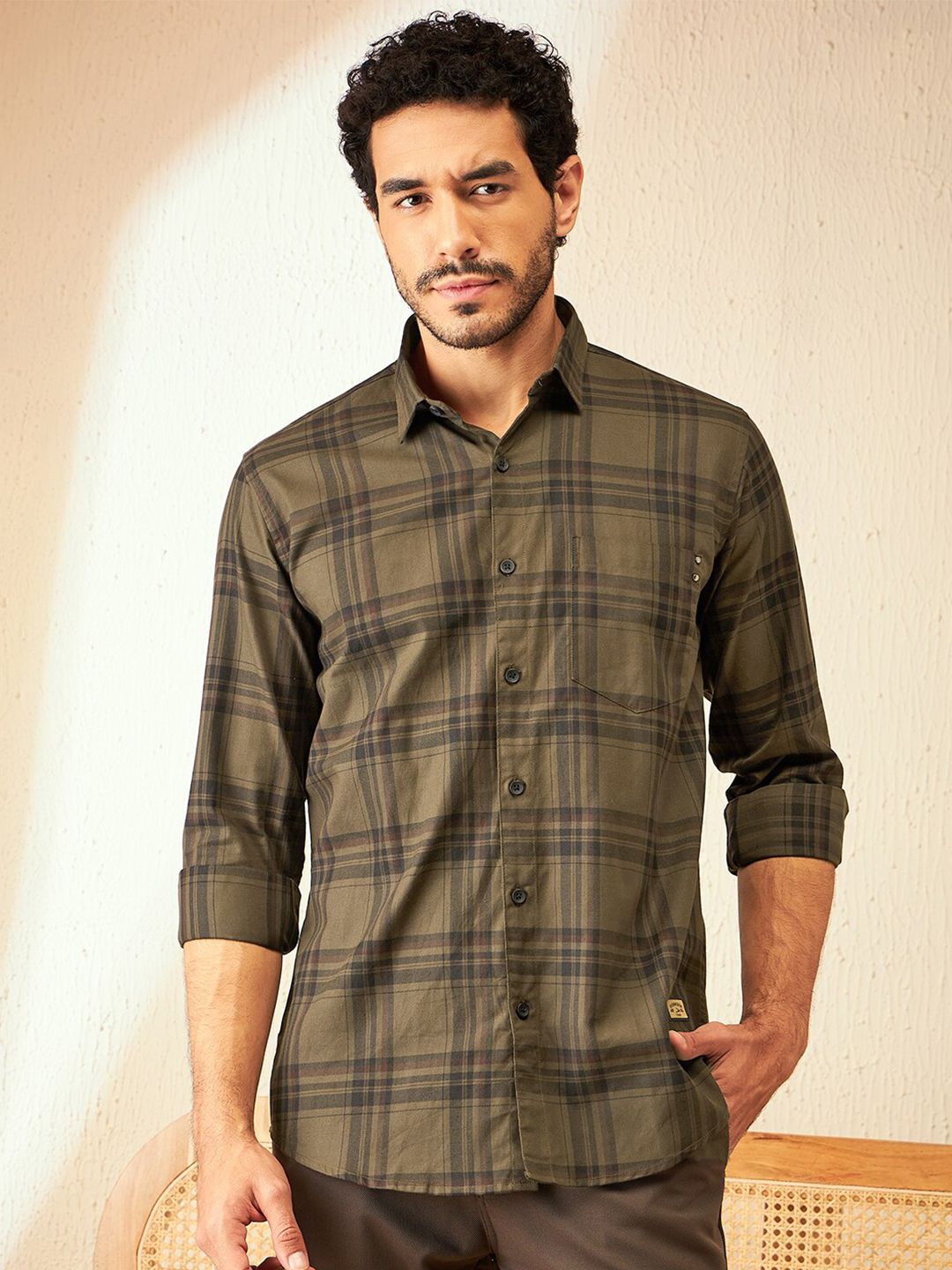 DENNISON Smart Tartan Checks Checked Casual Shirt