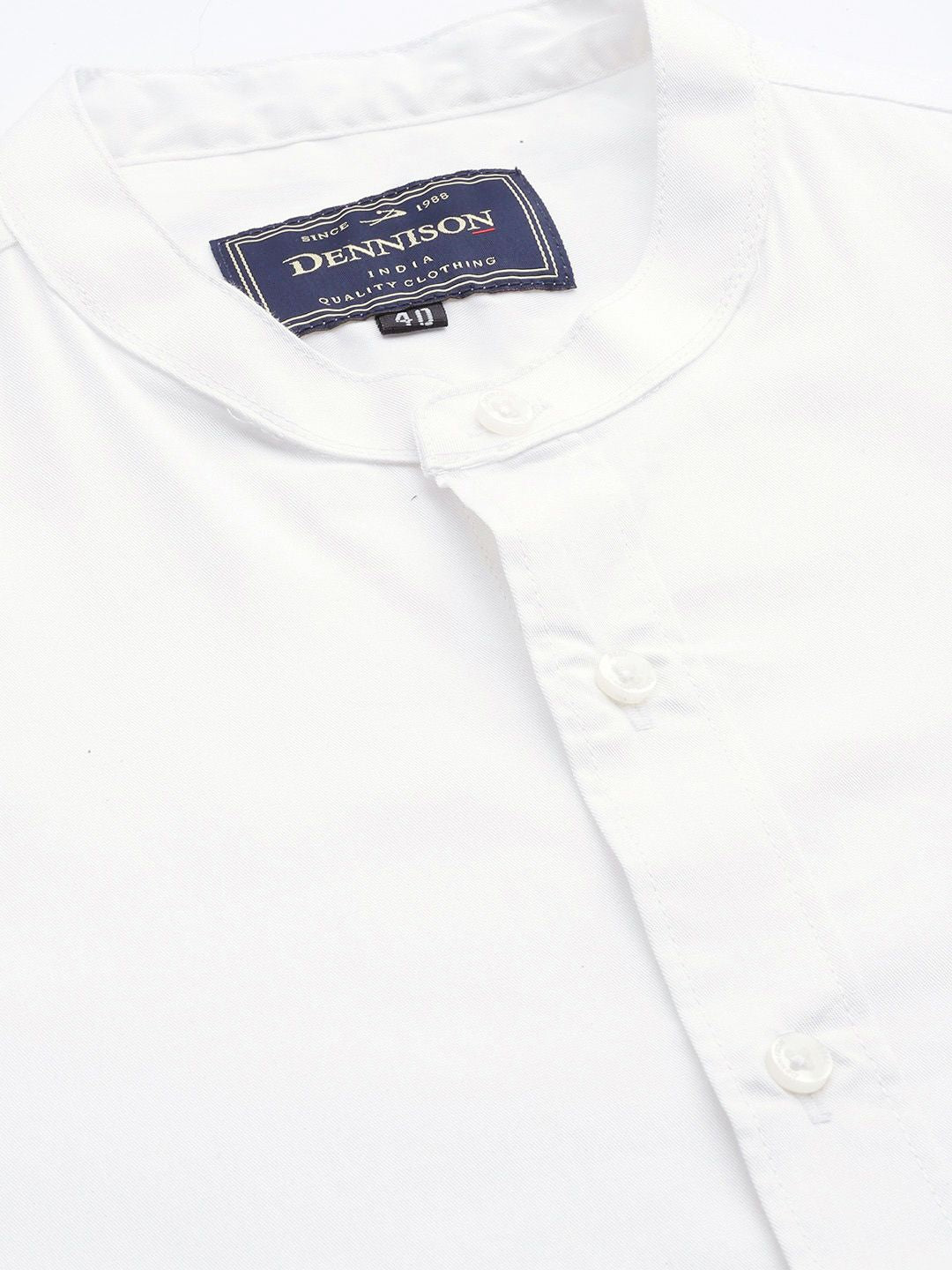 DENNISON Men White Smart Slim Fit Solid Water & Stain Repellent Casual Shirt