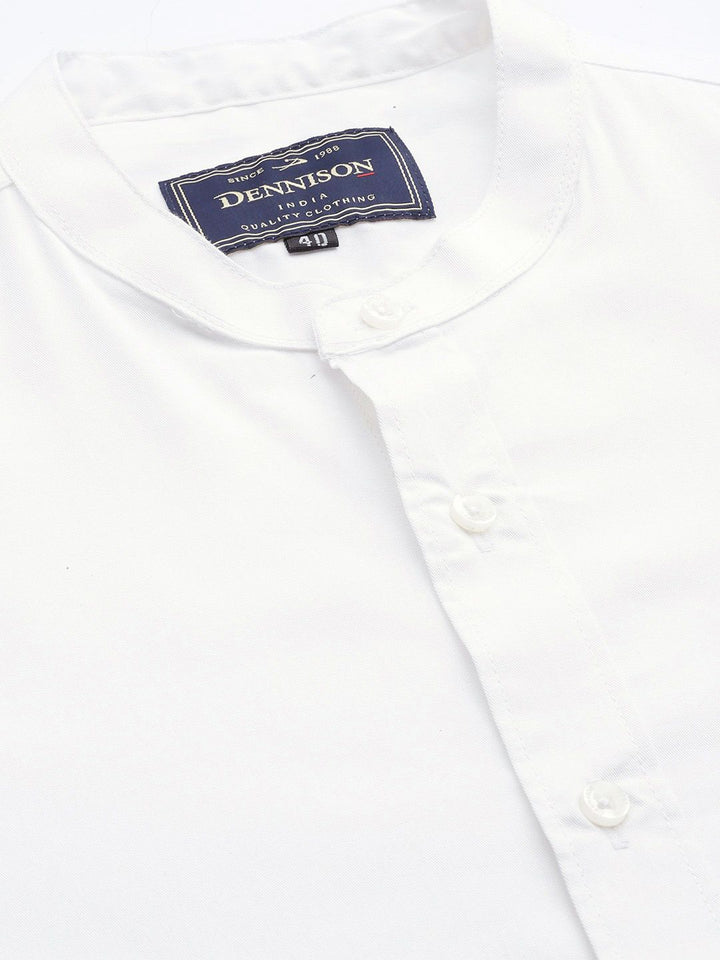DENNISON Men White Smart Slim Fit Solid Water & Stain Repellent Casual Shirt