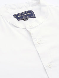 DENNISON Men White Smart Slim Fit Solid Water & Stain Repellent Casual Shirt