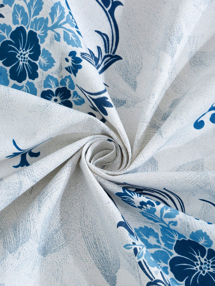 Myntra Elegant Homes Blue & White Floral 400 TC Single Bedsheet with 1 Pillow Covers