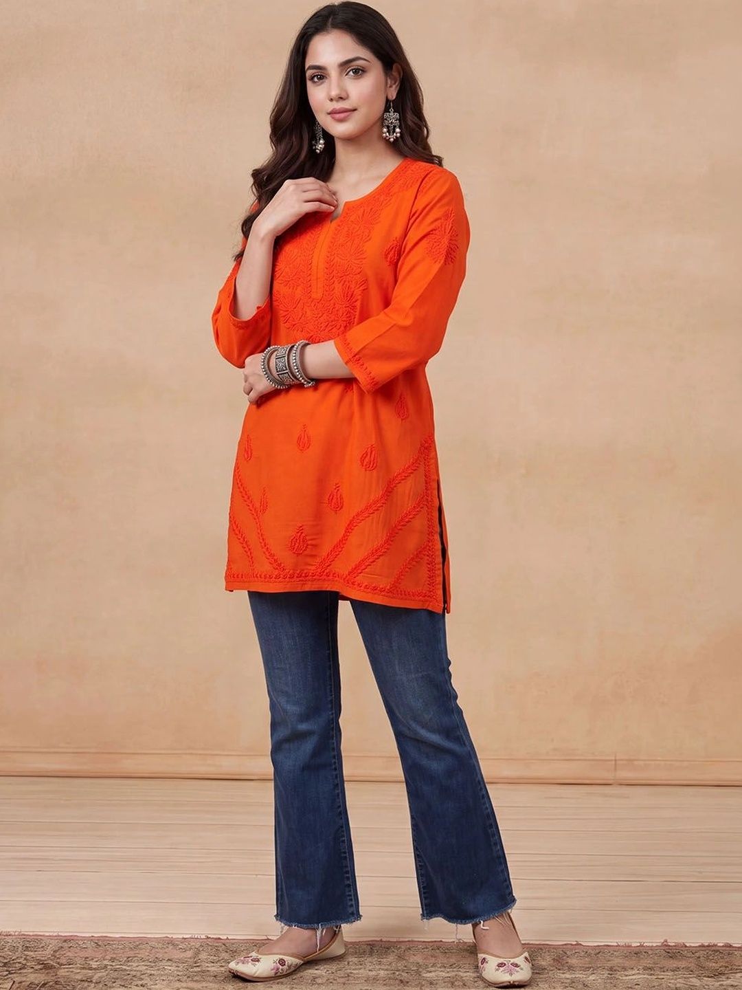 Rumah Wanita Chikankari Sulam Kurta Chikankari