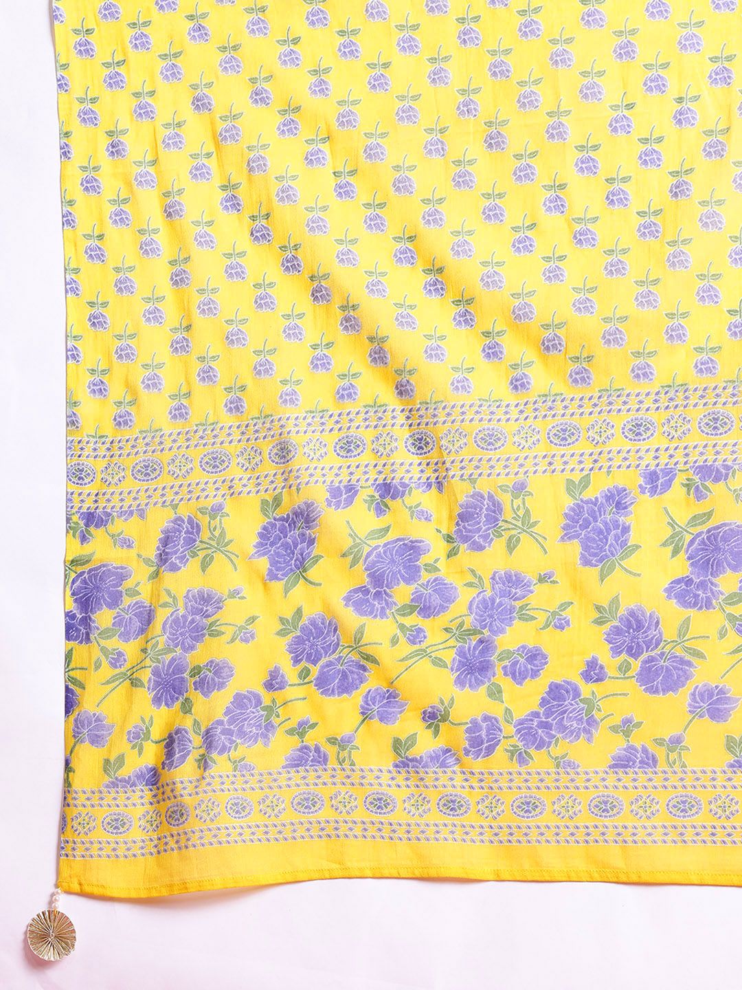 Anouk Floral Printed Regular Sequinned Pure Cotton Kurta With Trousers & Dupatta