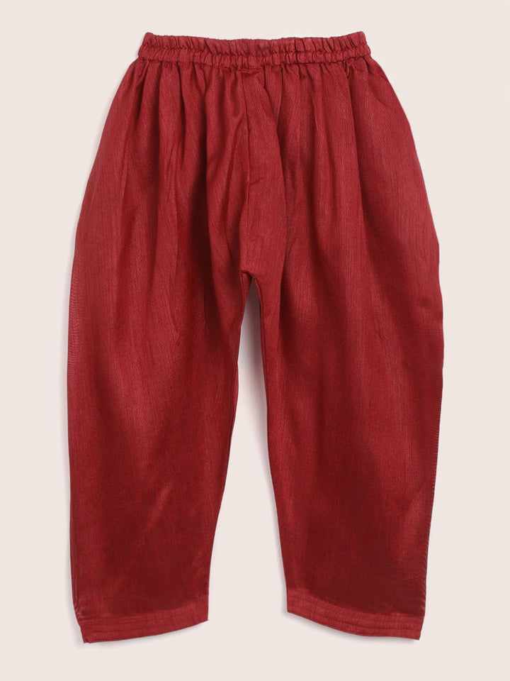 YK Boys Black & Maroon Solid Kurta with Salwar