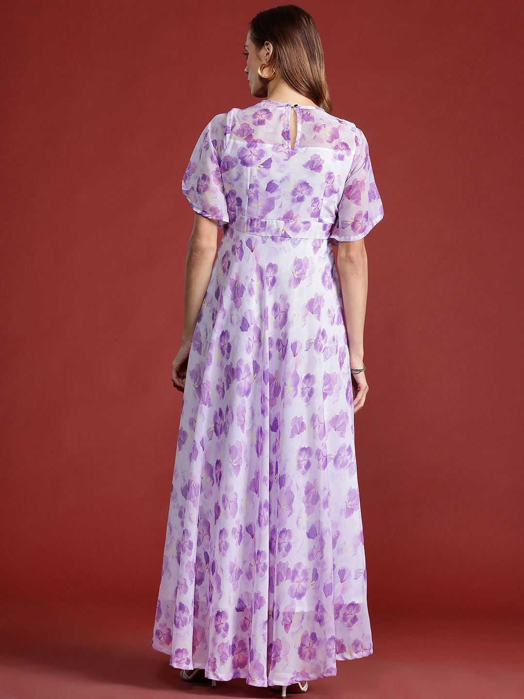 all about you Floral Print Flared Sleeve Maxi Dress