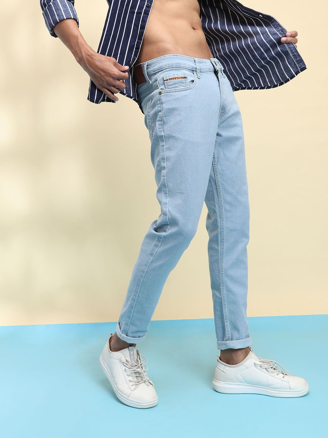 The Indian Garage Co Men Blue Slim Fit Mid-Rise Clean Look Stretchable Jeans