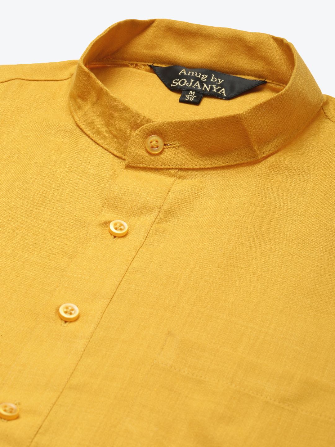 Anug by SOJANYA Men Mustard Yellow Mandarin Collar Kurta