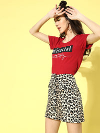 DressBerry Women Red Typography Talking Tee