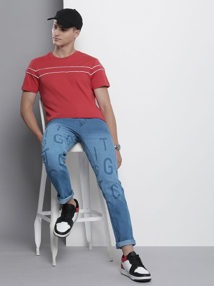 The Indian Garage Co Slim Fit Light Fade Printed Stretchable Jeans