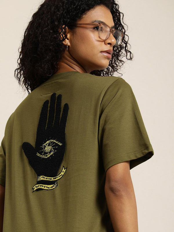 DILLINGER Embroidered Oversize Pure Cotton Longline T-shirt