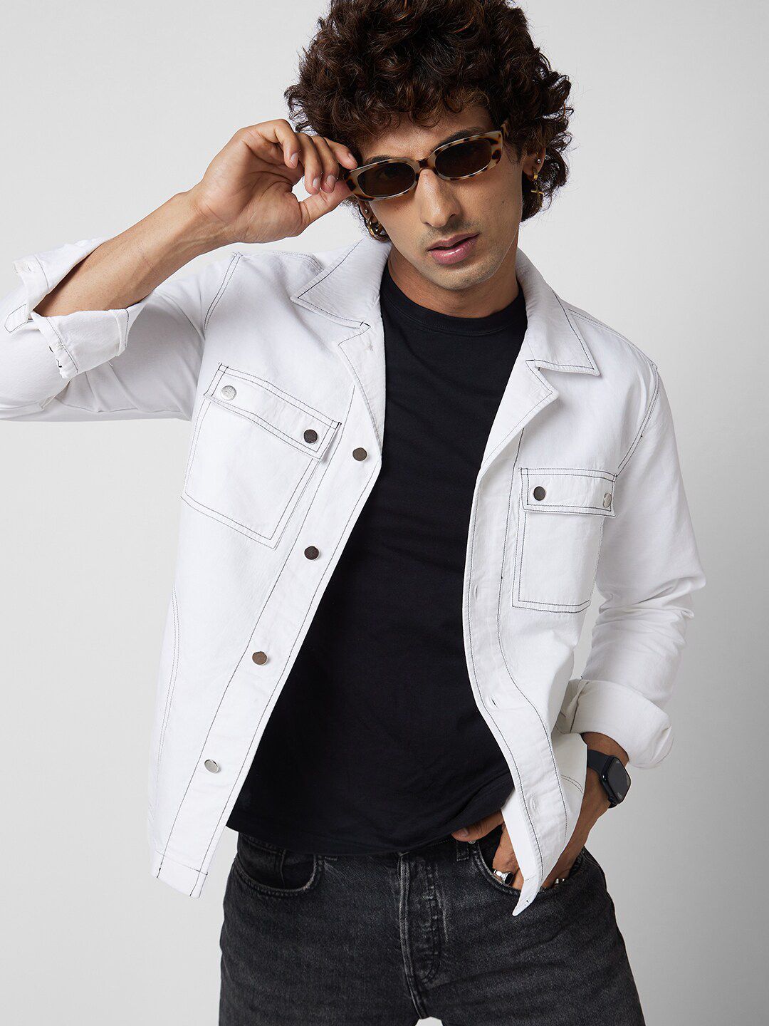 VASTRADO Classic Slim Fit Cuban Collar Casual Shacket