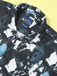 Bene Kleed Men Classic Cuban Collar Abstract Printed Oversized Casual Shirt