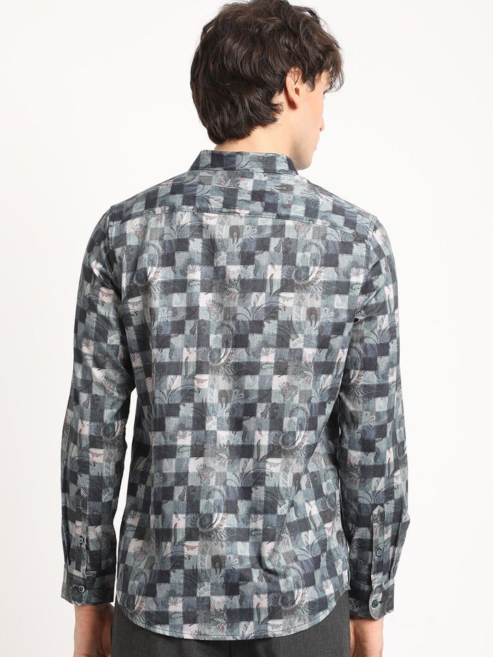 THE BEAR HOUSE Men Abstract Graphic Print Slim Fit Casual Shirt