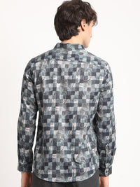 THE BEAR HOUSE Men Abstract Graphic Print Slim Fit Casual Shirt