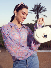 STREET 9 Lavender Comfort Paisley Printed Casual Shirt