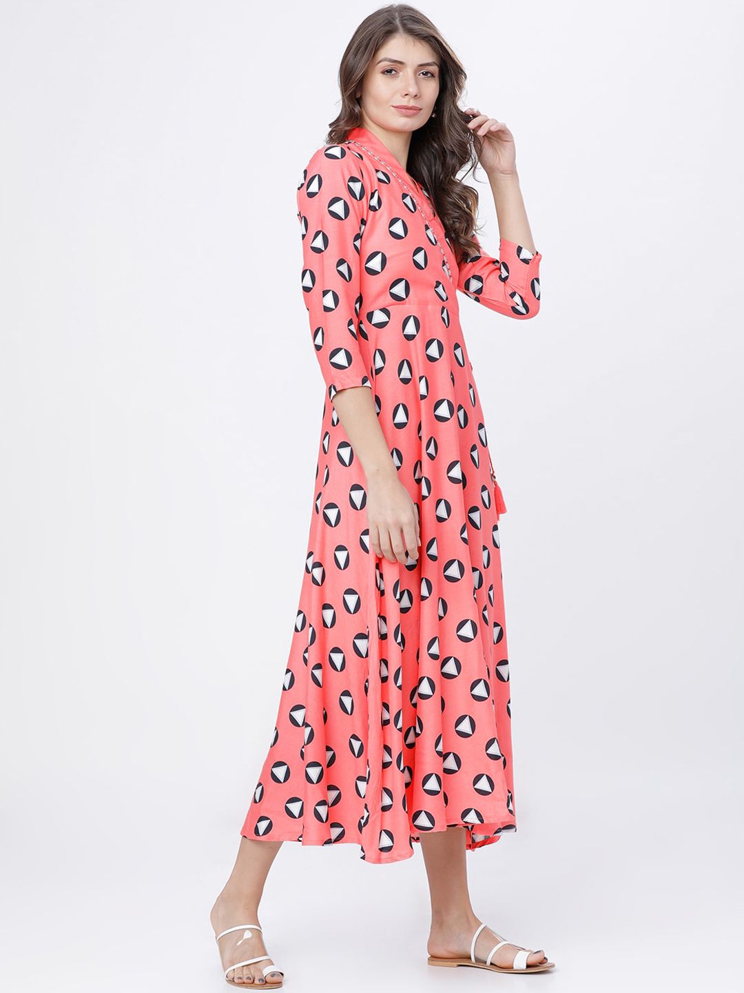 Vishudh Women Coral Printed Maxi Length Anarkali Kurta