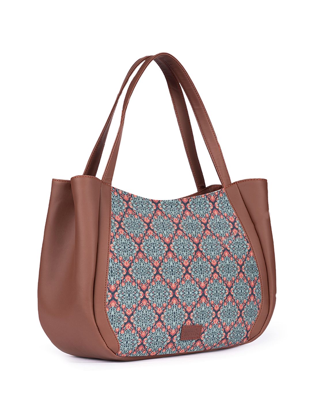 ZOUK Ethnic Motifs Printed Structured Jute Shoulder Bag Up to 16 inch
