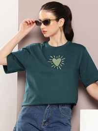 Dillinger Wanita besar sulaman krew tshirt