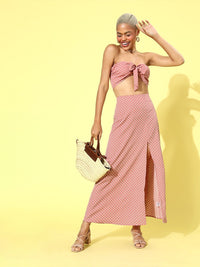 Berrylush Women Pretty Pink Polka Dots Co-ords Dress