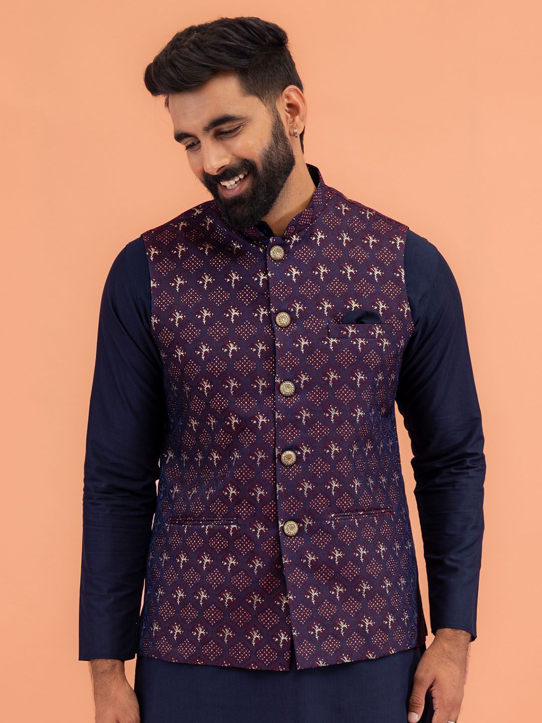 KISAH Men Woven Design Nehru Jackets