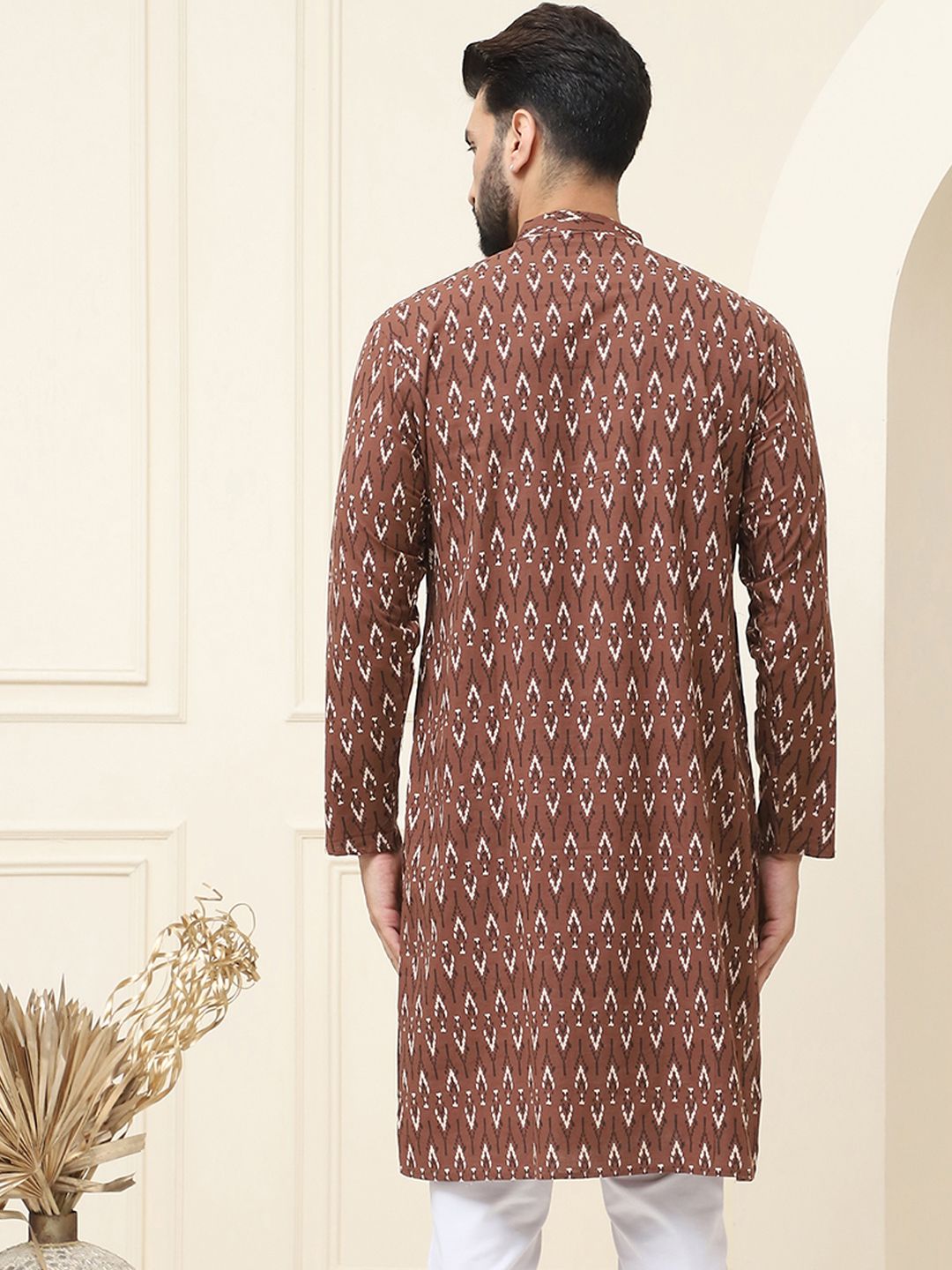SOJANYA Men Brown Ethnic Motifs Thread Work Kurta