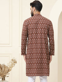 SOJANYA Men Brown Ethnic Motifs Thread Work Kurta