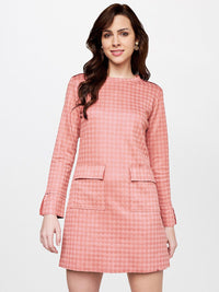 AND Pink Checked A-Line Dress