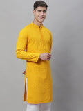 SOJANYA Men Embroidered Sequined Mandarin Collar Pure Cotton Kurta