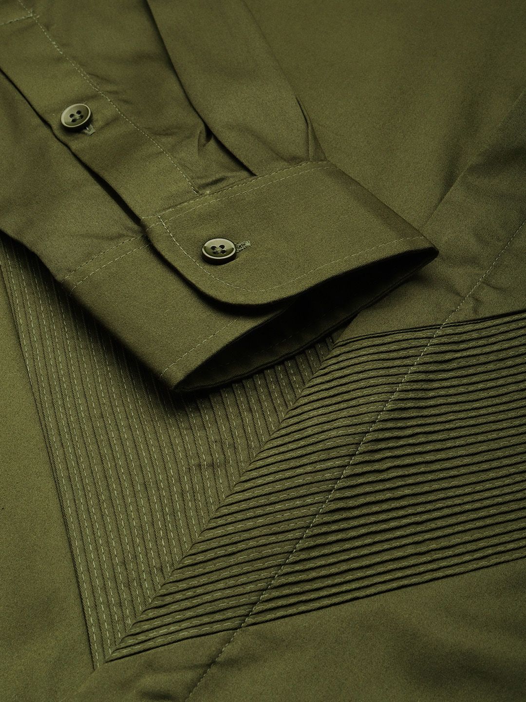 House of Pataudi Pure Cotton Pleated Party Shirt