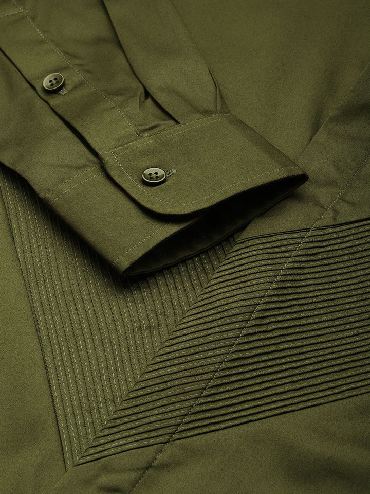 House of Pataudi Pure Cotton Pleated Party Shirt