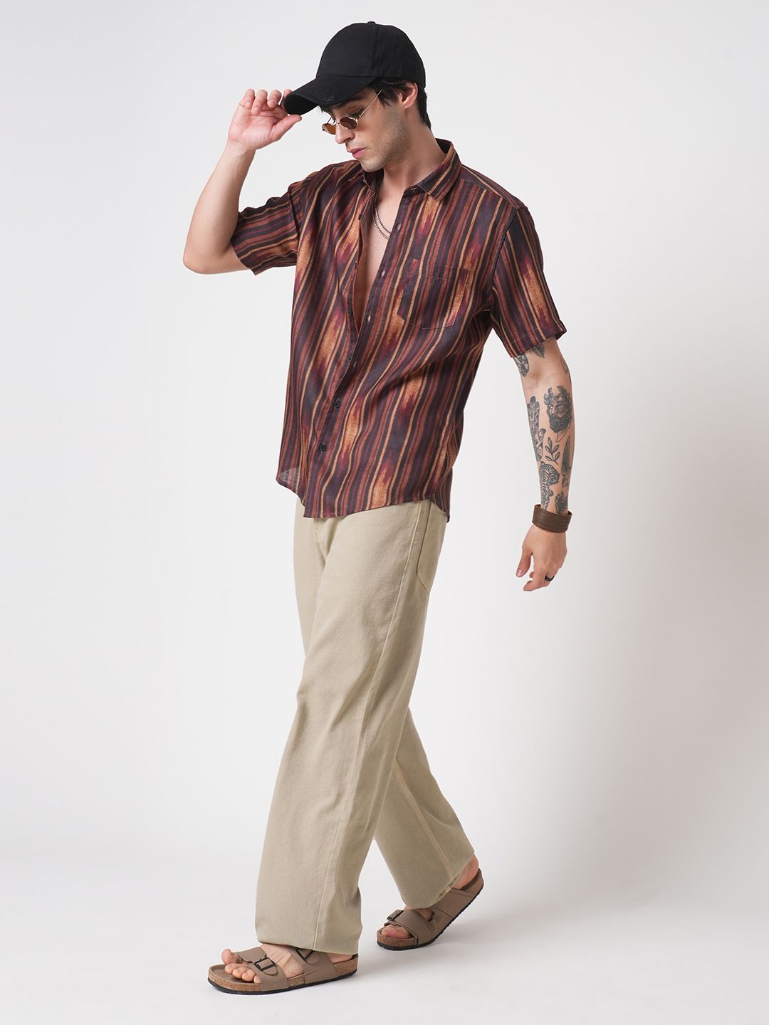 VASTRADO Men Classic Slim Fit Multi Stripes Opaque Striped Casual Shirt