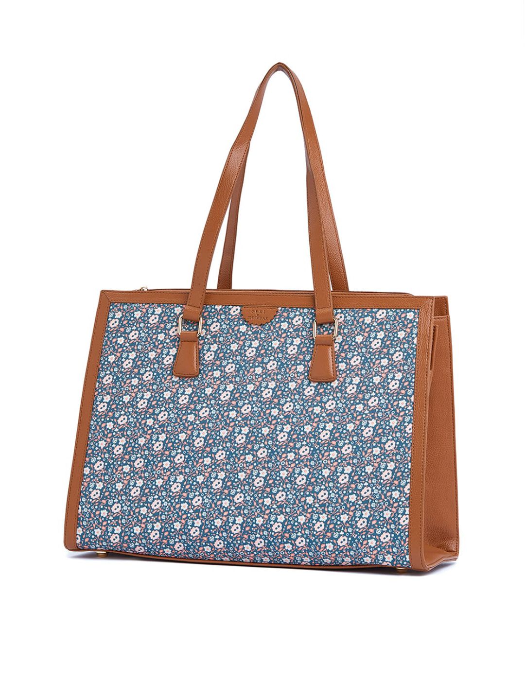 TEAL BY CHUMBAK Floral Printed Structured Tote Bag