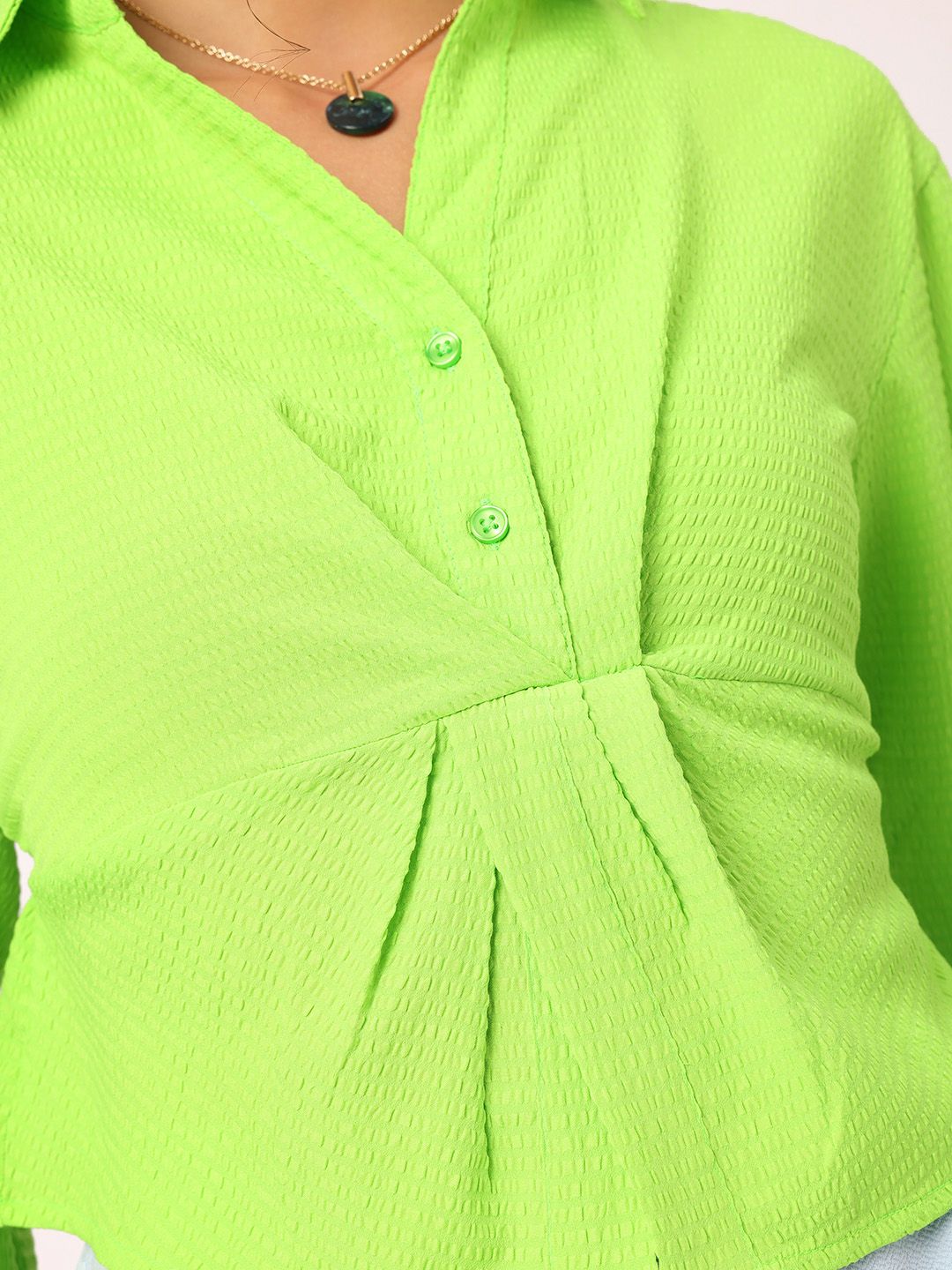 DressBerry Seersucker Shirt Style Top