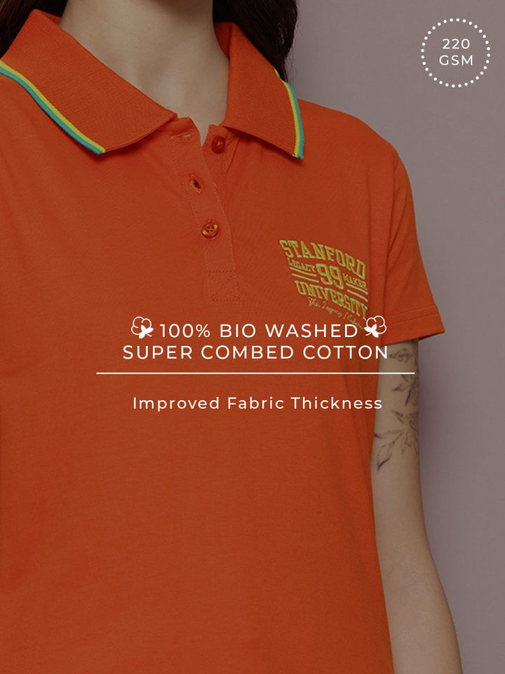 DILLINGER Women's Regular Fit Badge Embroidery Polo Tshirt