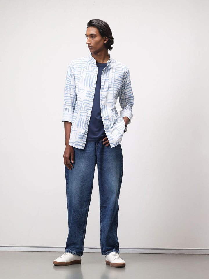 ether Floral Print Pure Cotton Longline Casual Shirt