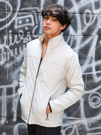 Campus Sutra Grey Windcheater Puffer Jacket