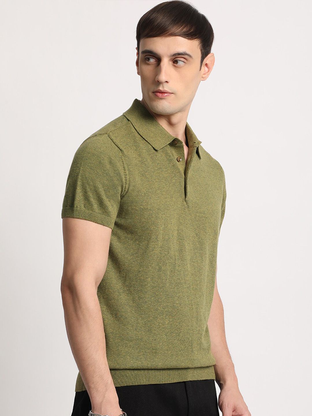 THE BEAR HOUSE Men Solid Regular Fit Cotton Polo Collar T-Shirt