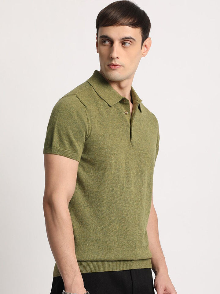 THE BEAR HOUSE Men Solid Regular Fit Cotton Polo Collar T-Shirt