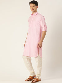 SOJANYA Men Pink Solid Pathani Kurta