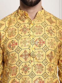 SOJANYA Ethnic Motifs Printed Band Collar Long Sleeves Straight Kurta
