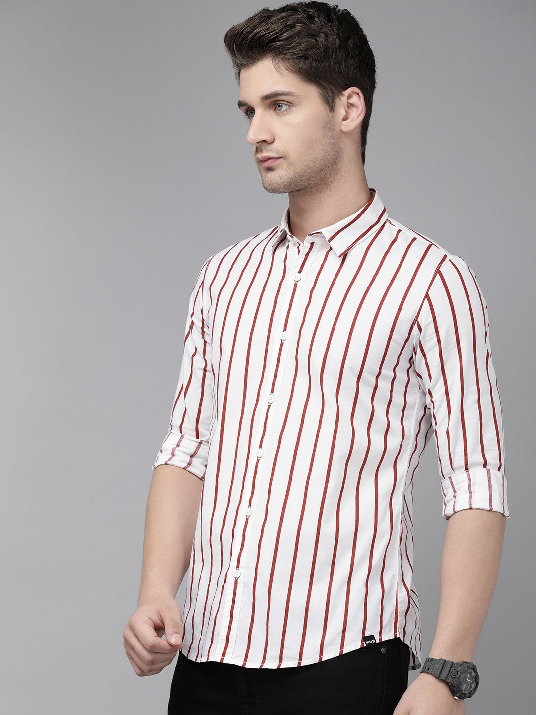 SPYKAR Slim Fit Striped Pure Cotton Casual Shirt