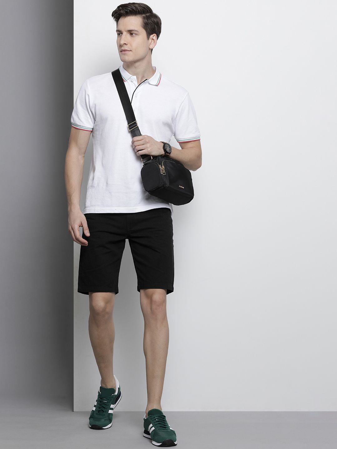 The Indian Garage Co Men Black Slim Fit Chino Shorts