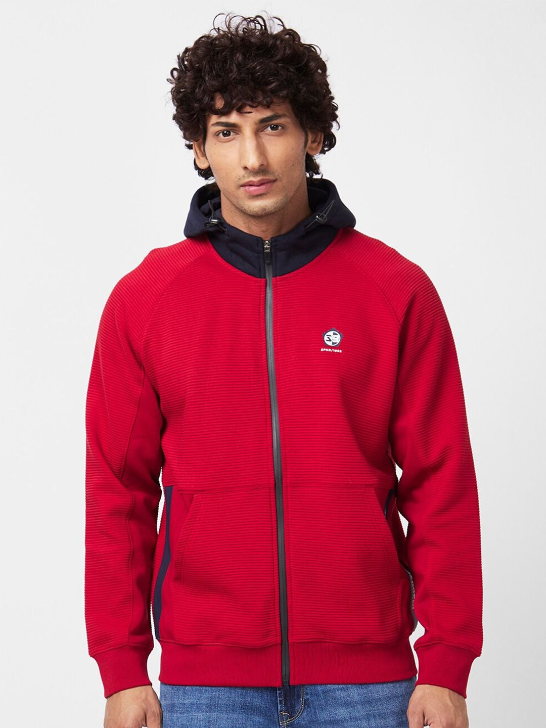 SPYKAR Cotton Hooded Front-Open Sweatshirt