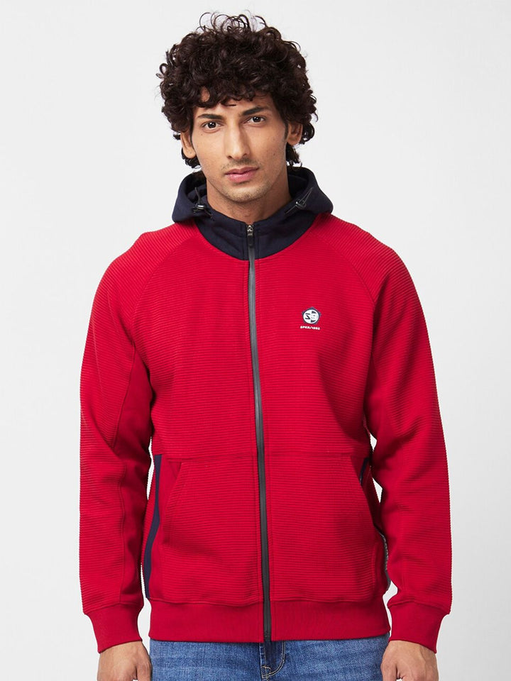 SPYKAR Cotton Hooded Front-Open Sweatshirt