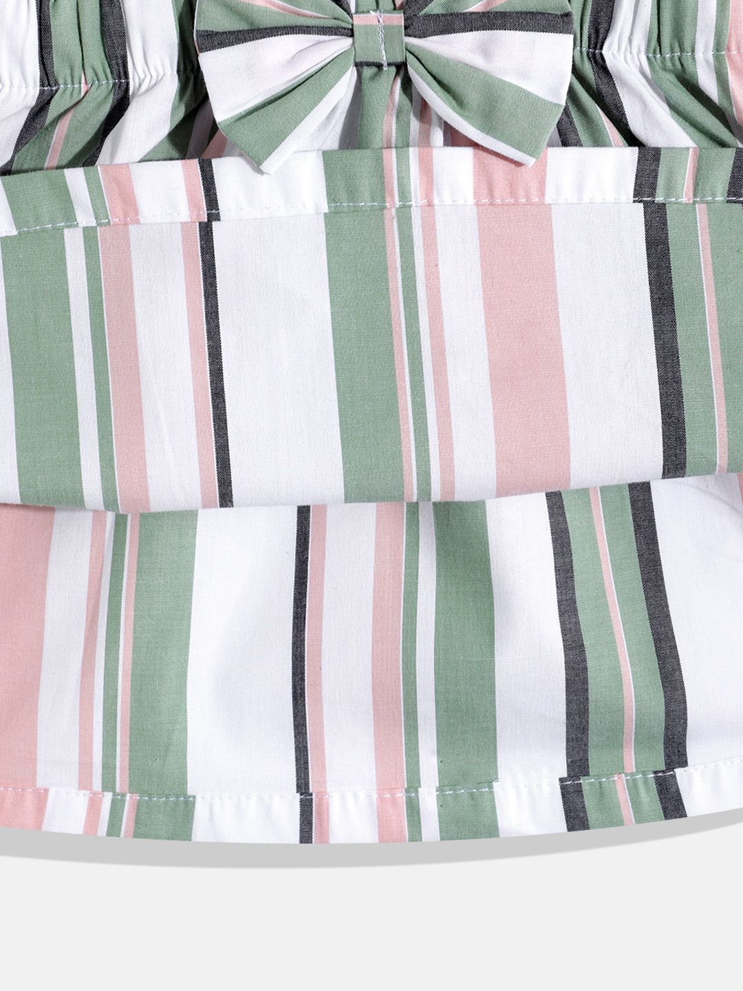 Moms Love Infant Girls Striped Bow Detail Pleated Fit & Flare Dress