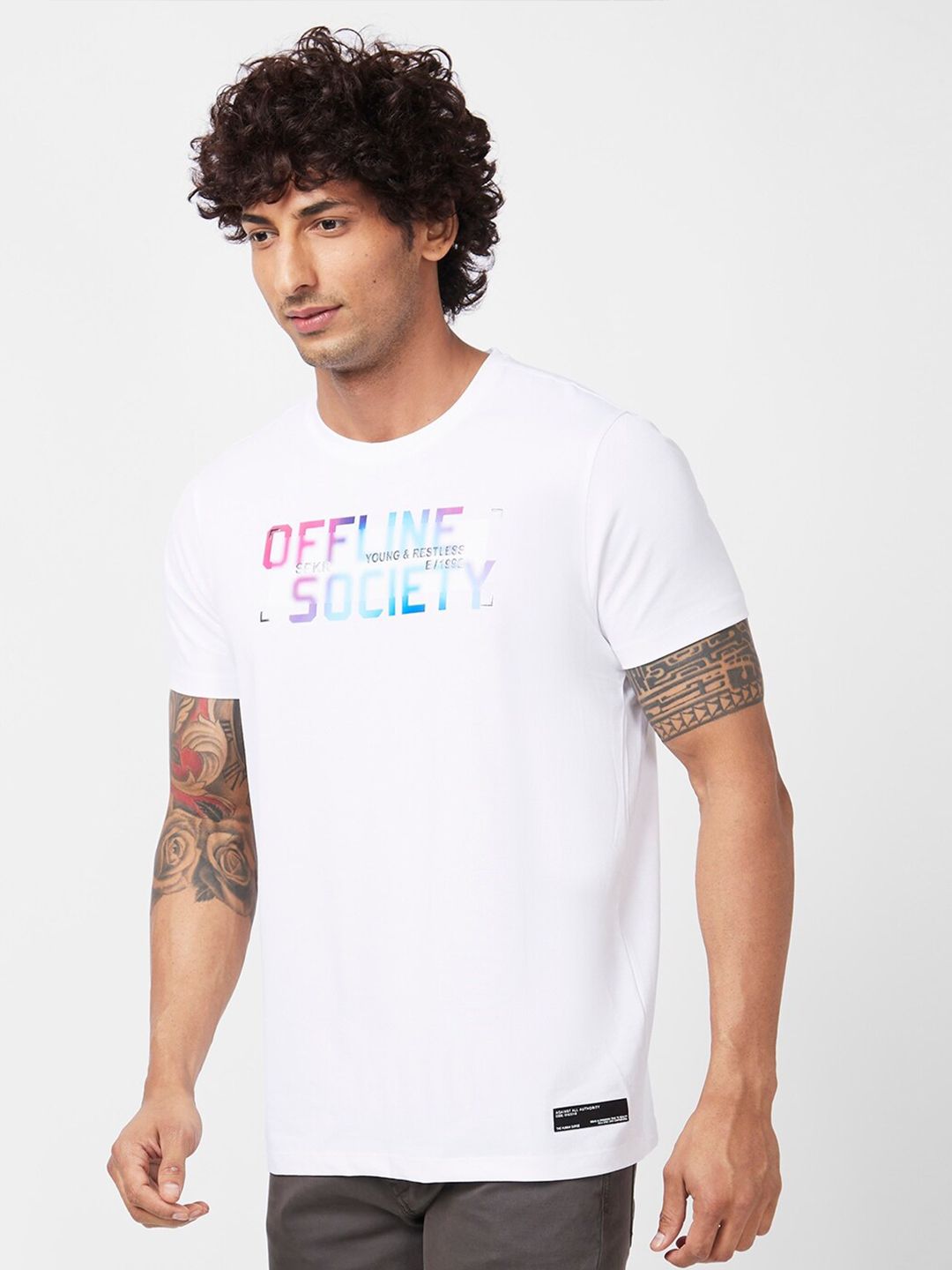 SPYKAR Typography Printed Cotton T-shirt
