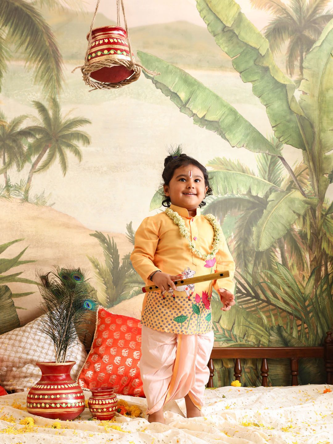 VASTRAMAY Boys Ethnic Printed Regular Kurta With Dhoti Pants