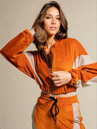 DressBerry Colour Block Long Sleeves High Neck Sweatshirt With Trousers