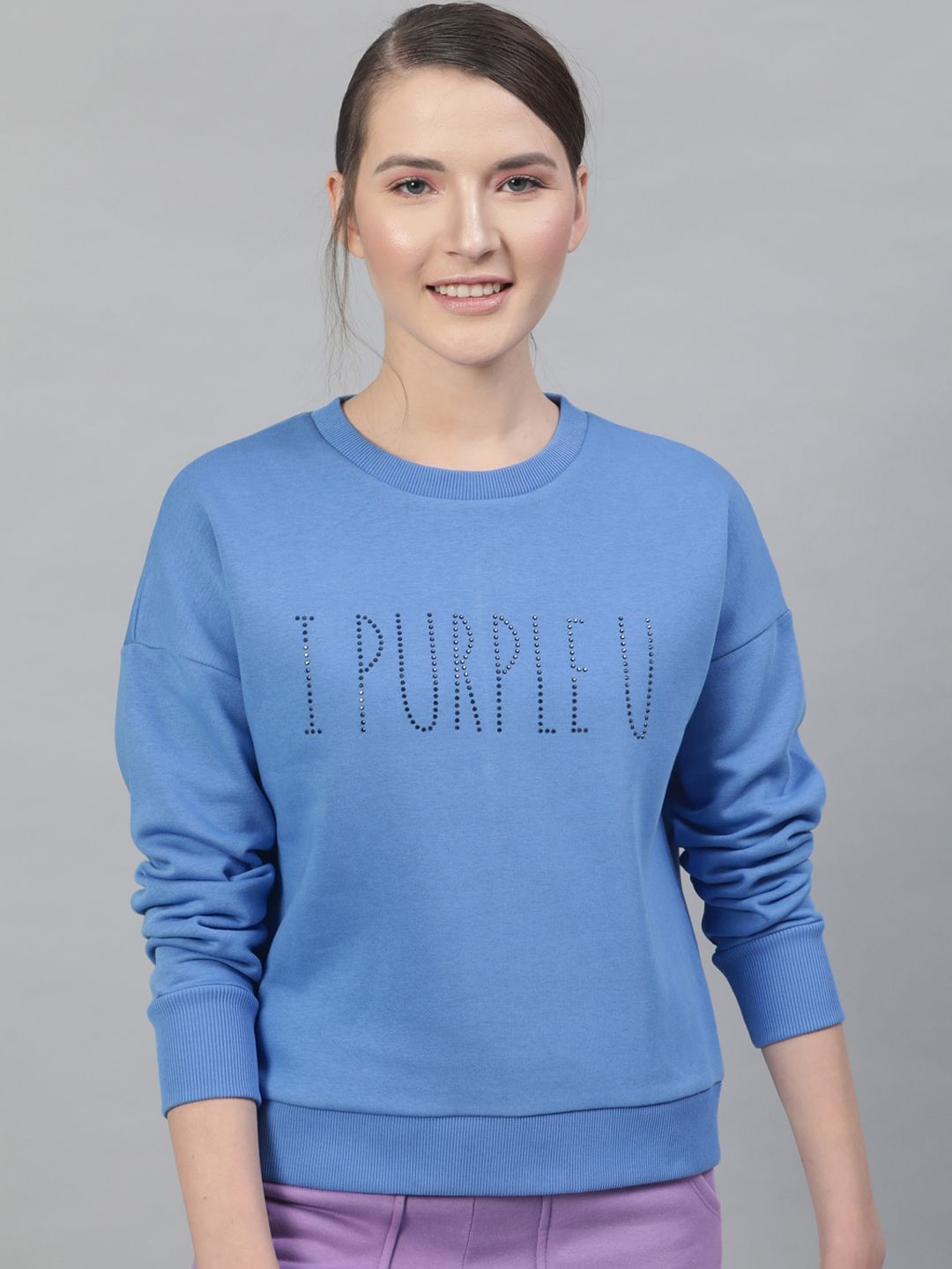 STREET 9 Women Blue Embellished Sweatshirt