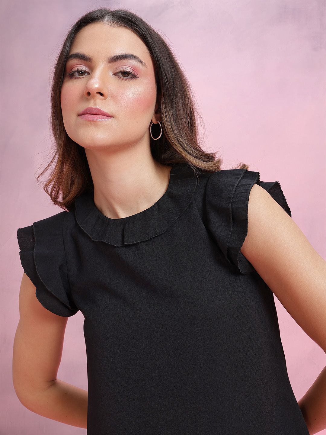 DressBerry Flutter Sleeve Ruffles Top